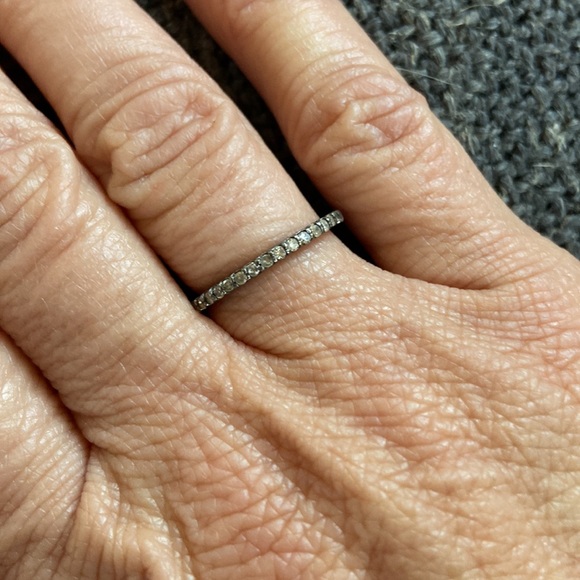 Pave Diamond Eternity Band Ring sz 5.25 (1 stone missing) - Picture 2 of 6
